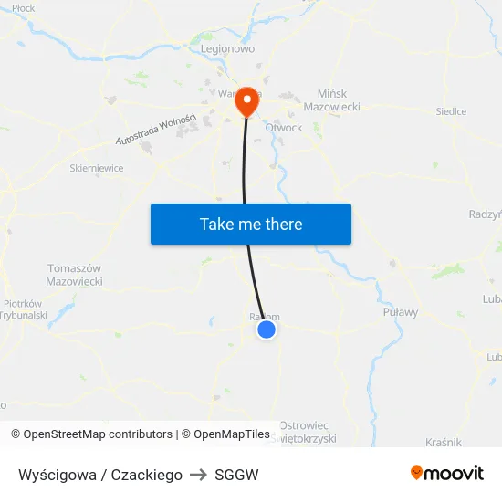 Wyścigowa / Czackiego to SGGW map