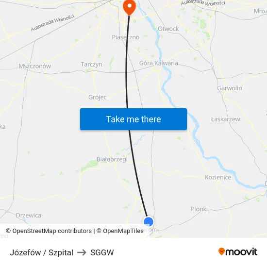 Józefów / Szpital to SGGW map