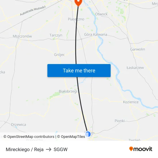 Mireckiego / Reja to SGGW map
