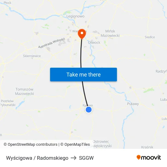 Wyścigowa / Radomskiego to SGGW map