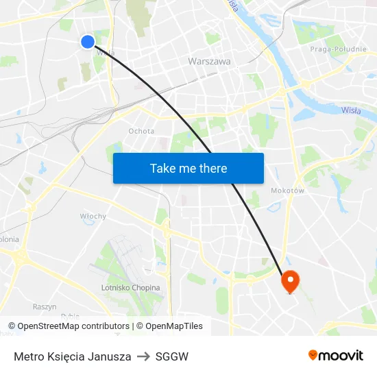 Metro Księcia Janusza to SGGW map