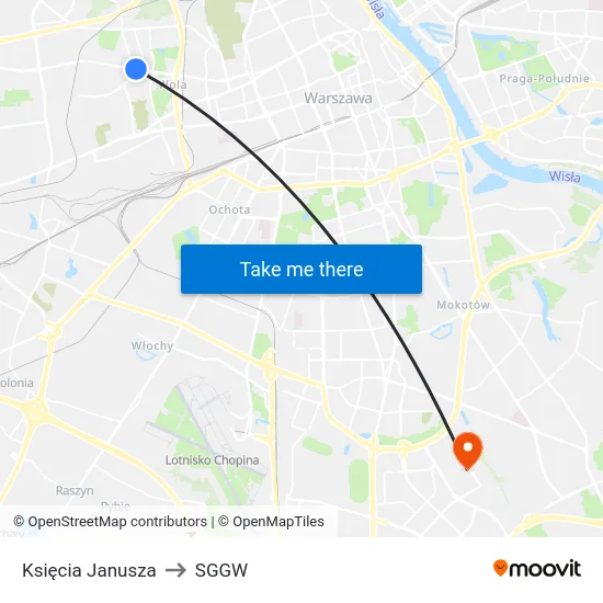 Księcia Janusza to SGGW map