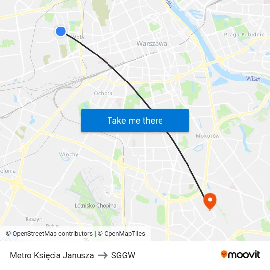 Metro Księcia Janusza to SGGW map
