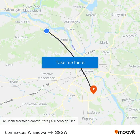 Łomna-Las Wiśniowa to SGGW map