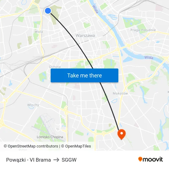 Powązki - VI Brama to SGGW map