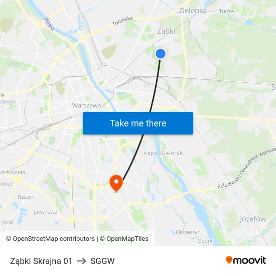 Ząbki Skrajna 01 to SGGW map