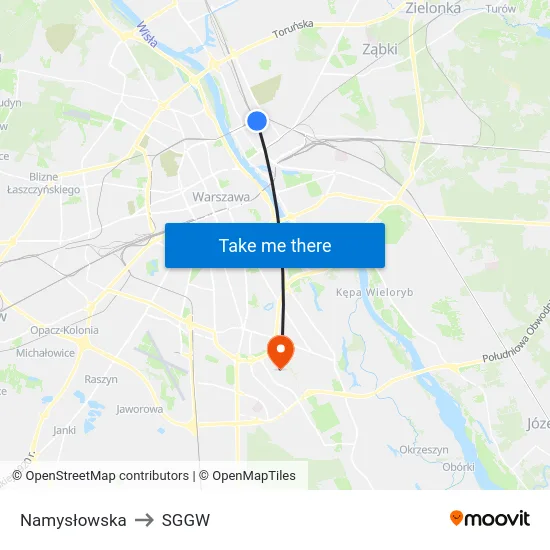 Namysłowska to SGGW map