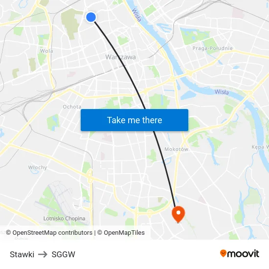 Stawki to SGGW map