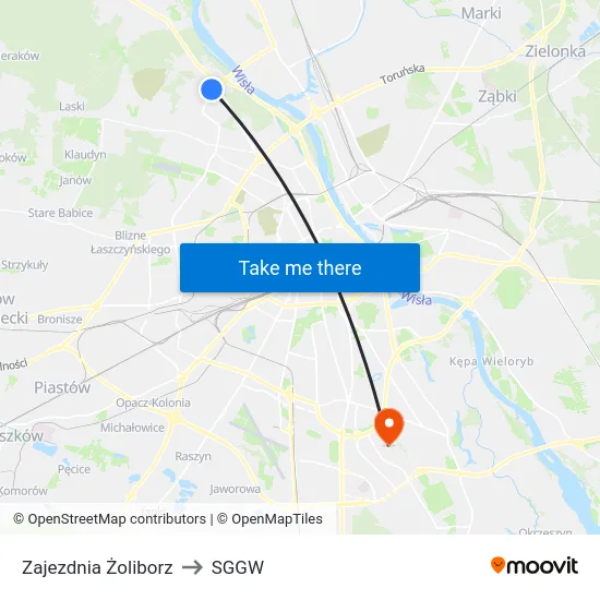 Zajezdnia Żoliborz to SGGW map