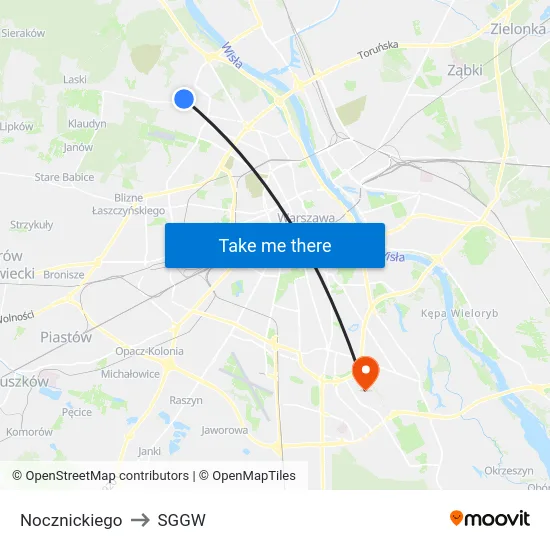 Nocznickiego to SGGW map