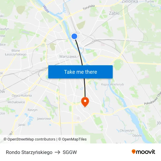Rondo Starzyńskiego to SGGW map