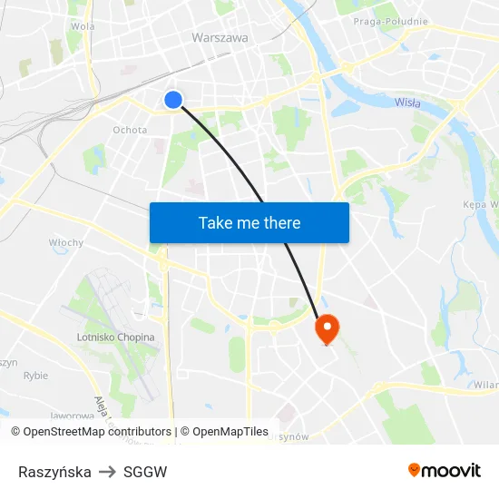 Raszyńska to SGGW map