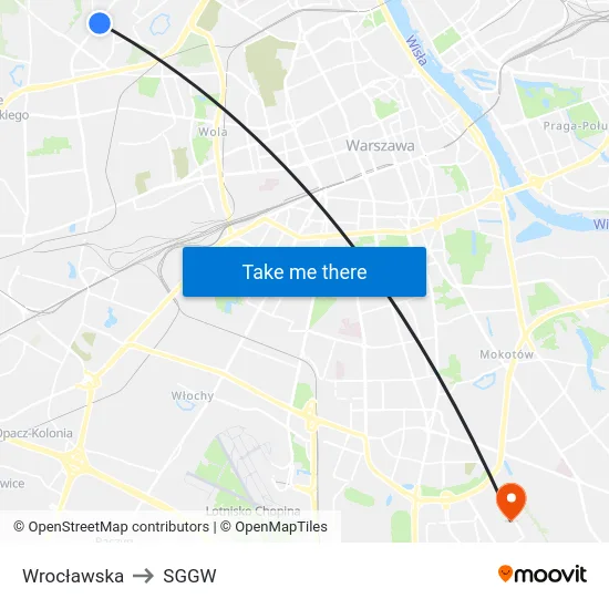 Wrocławska to SGGW map