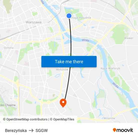 Berezyńska to SGGW map