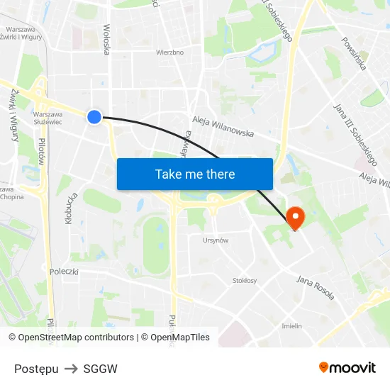 Postępu to SGGW map