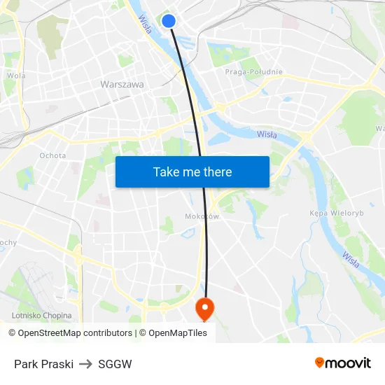 Park Praski to SGGW map