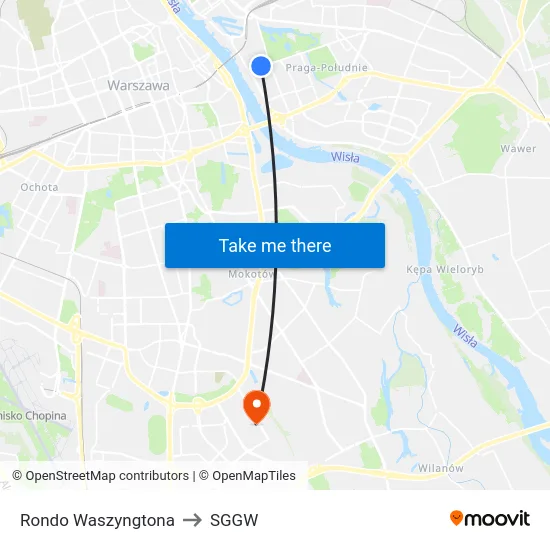 Rondo Waszyngtona to SGGW map