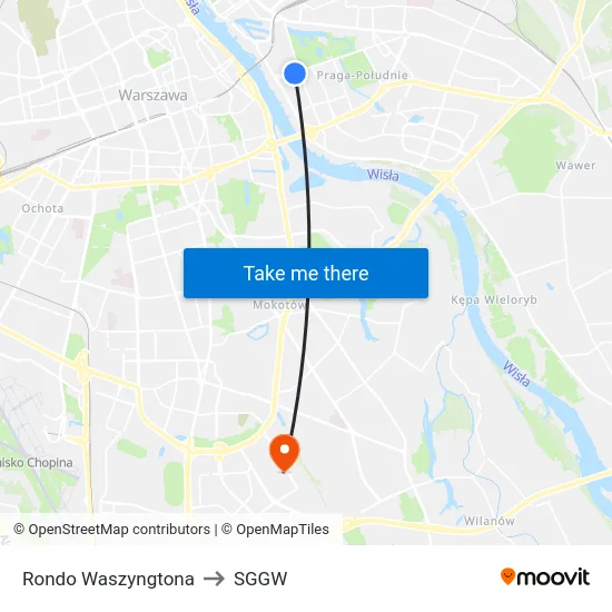 Rondo Waszyngtona to SGGW map