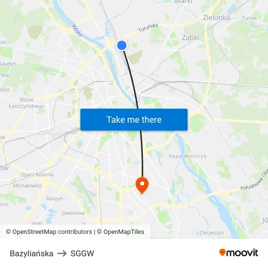Bazyliańska to SGGW map