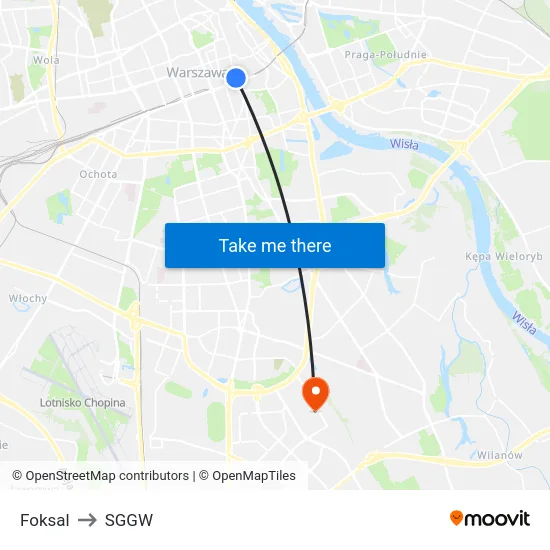 Foksal to SGGW map