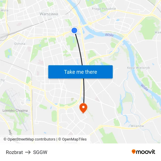 Rozbrat to SGGW map