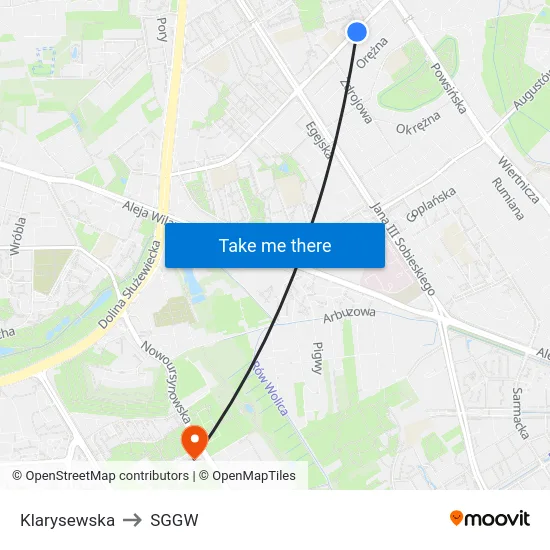 Klarysewska to SGGW map