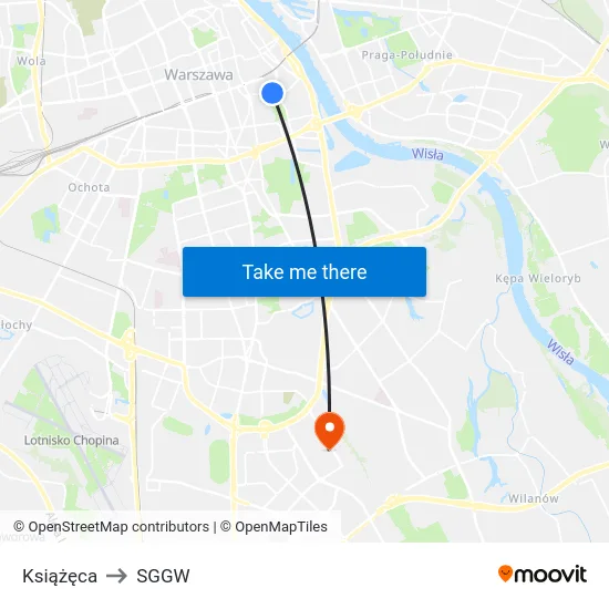 Książęca to SGGW map