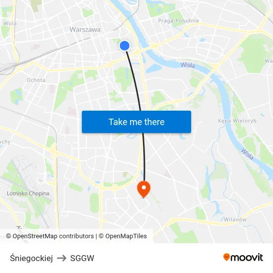 Śniegockiej to SGGW map