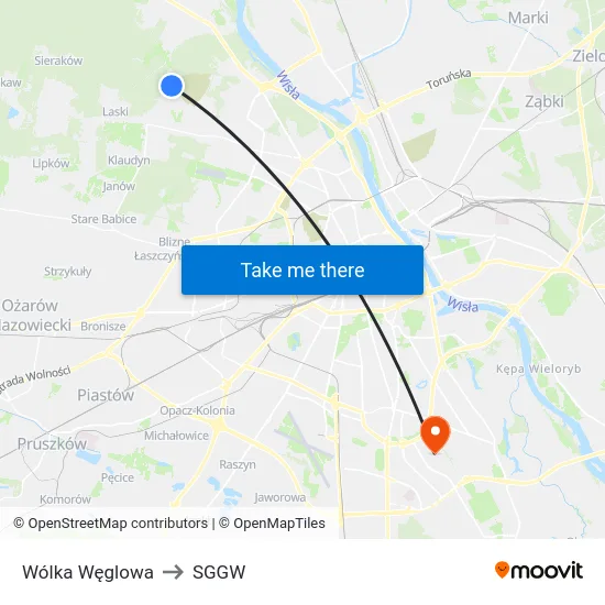 Wólka Węglowa to SGGW map