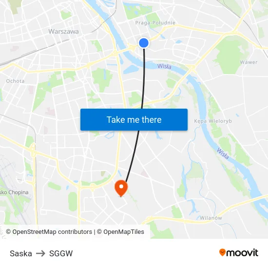 Saska to SGGW map