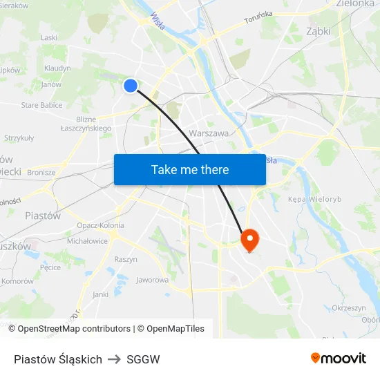 Piastów Śląskich to SGGW map