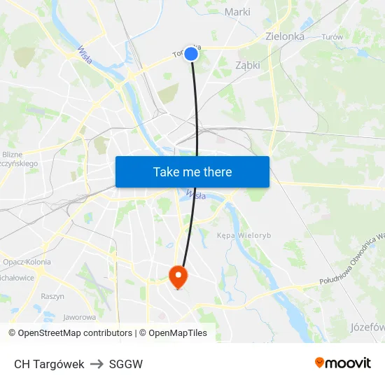 CH Targówek to SGGW map