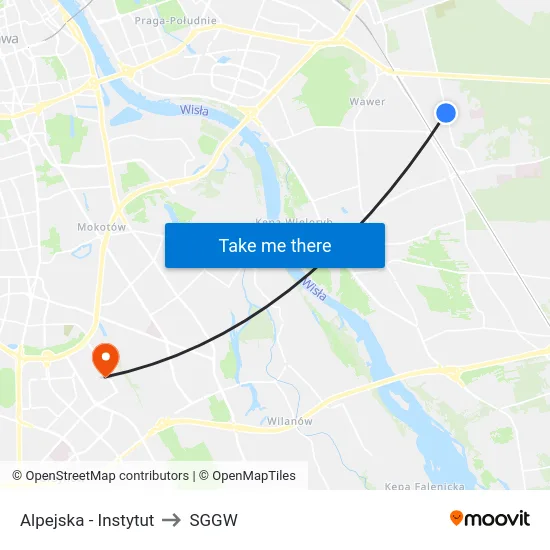 Alpejska - Instytut to SGGW map