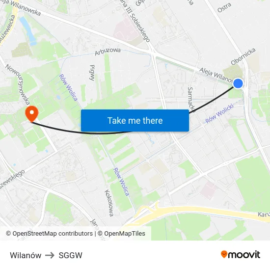 Wilanów to SGGW map