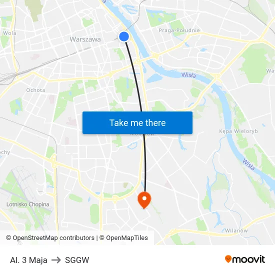 Al. 3 Maja to SGGW map