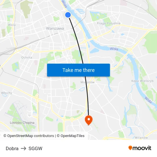 Dobra to SGGW map