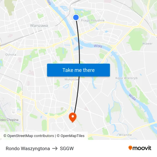 Rondo Waszyngtona to SGGW map