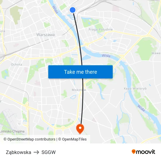 Ząbkowska to SGGW map