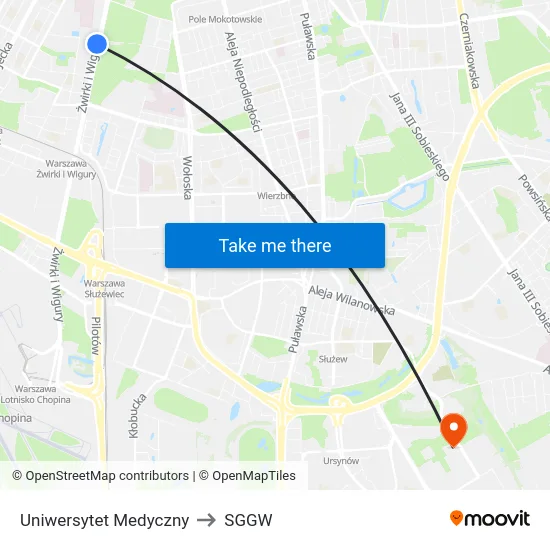 Uniwersytet Medyczny to SGGW map