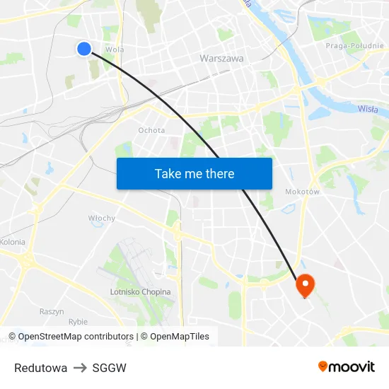 Redutowa to SGGW map