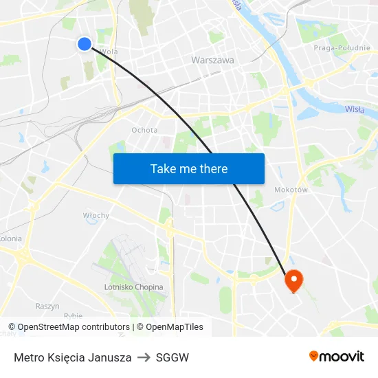 Metro Księcia Janusza to SGGW map