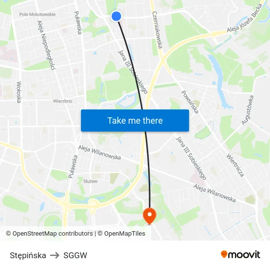 Stępińska to SGGW map