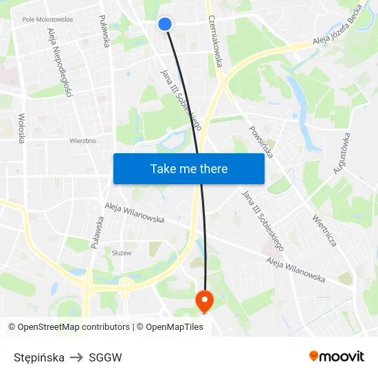 Stępińska to SGGW map