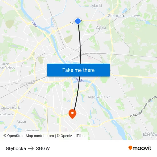 Głębocka to SGGW map