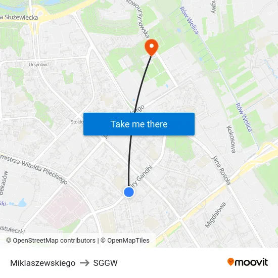 Miklaszewskiego to SGGW map