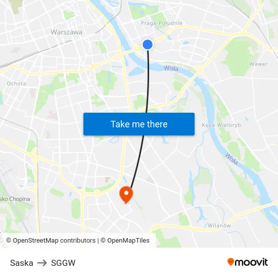 Saska to SGGW map