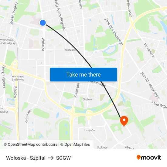 Wołoska - Szpital to SGGW map