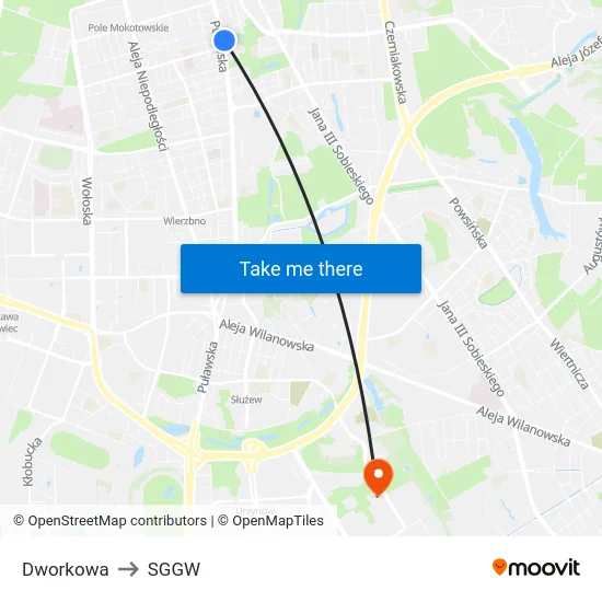 Dworkowa to SGGW map