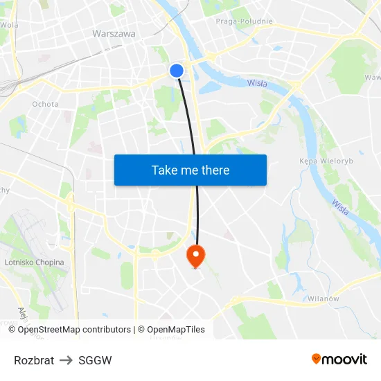 Rozbrat to SGGW map