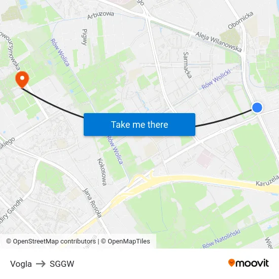 Vogla to SGGW map